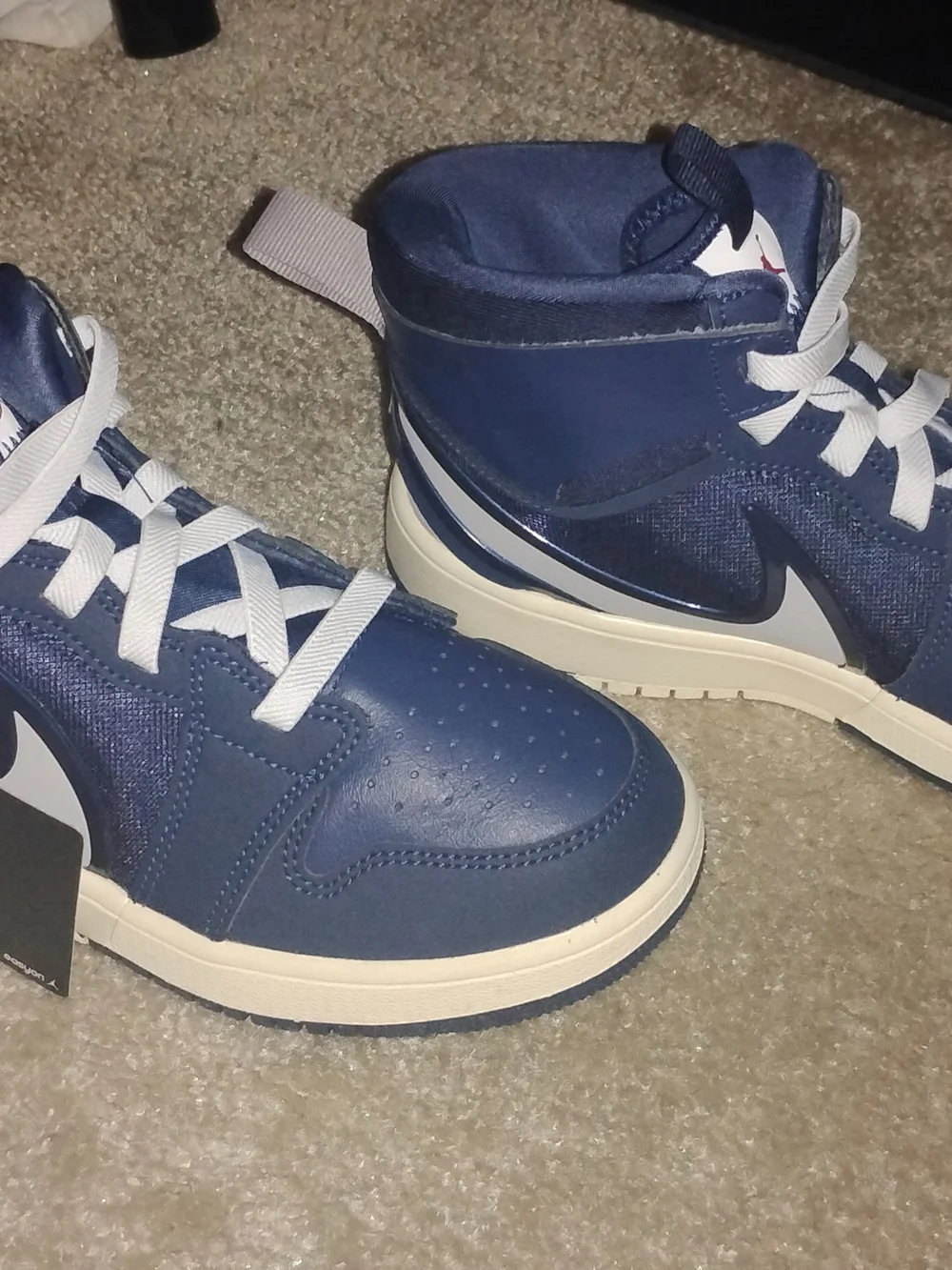 Jordan Boys Navy and White High-Top Sneakers